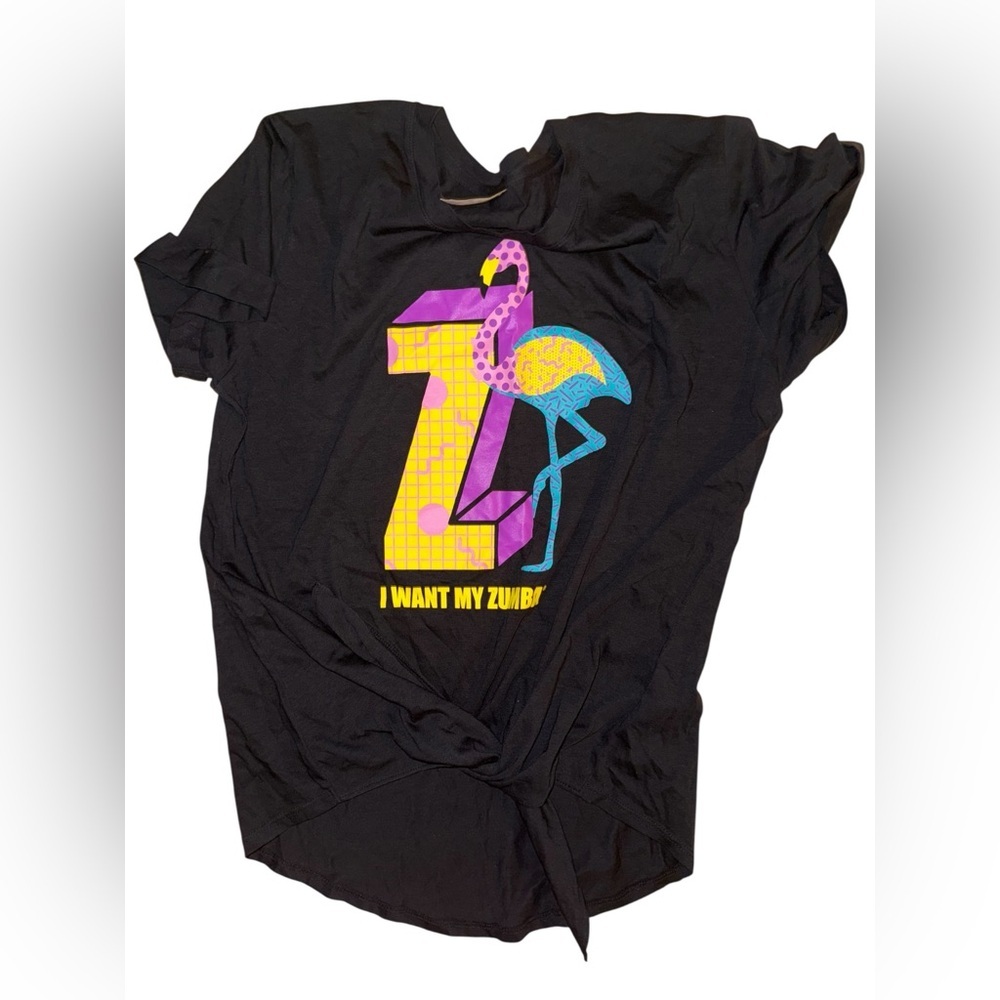 Zumba "I Want My Zumba" tie-front top medium great Preloved condition - Picture 3 of 4